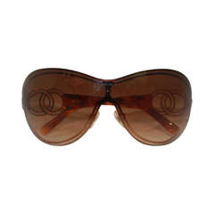 Retro Chanel Brown & Tortoise "CC" Oversized Sunglasses