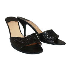 Chanel Black Monochromatic Slide Heel - 38