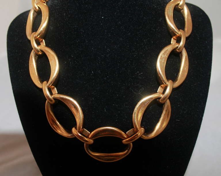 Chanel Large Gold Link Necklace circa 1954-1971. This necklace is in impeccable vintage condition. It has the Chanel stamp on the hook clasp. 
Measurements:
Length- 17