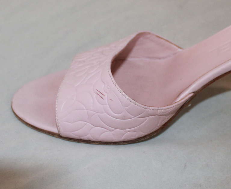 Women's Chanel Pink Monochromatic Slide Heel - 38