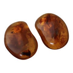 1980's Vintage Large Russian Amber Clip-on Earrings