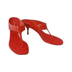 Prada Coral Patent Leather Sandal Heels - 38.5