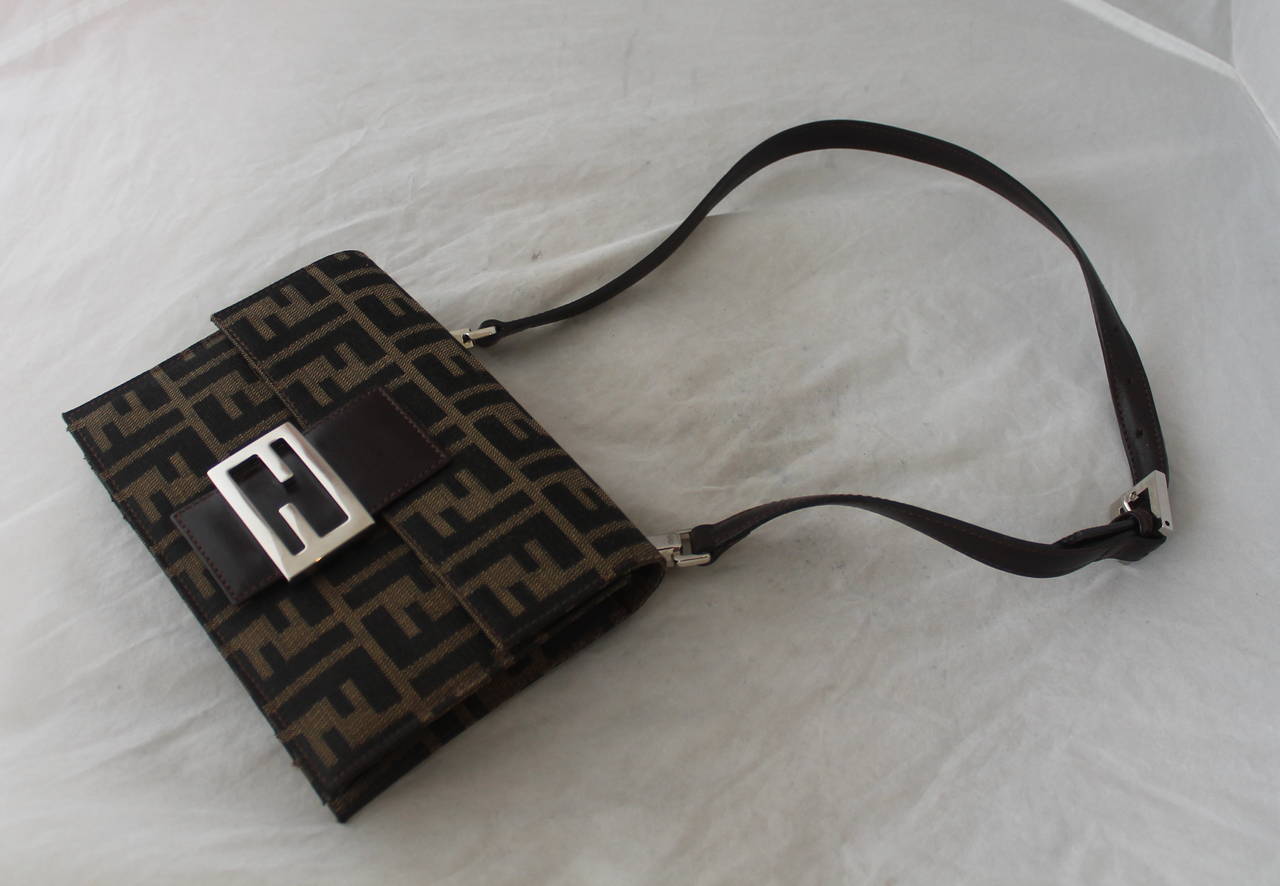 Fendi Brown Fabric Monogram Print Fanny Pack and Shoulder Bag at