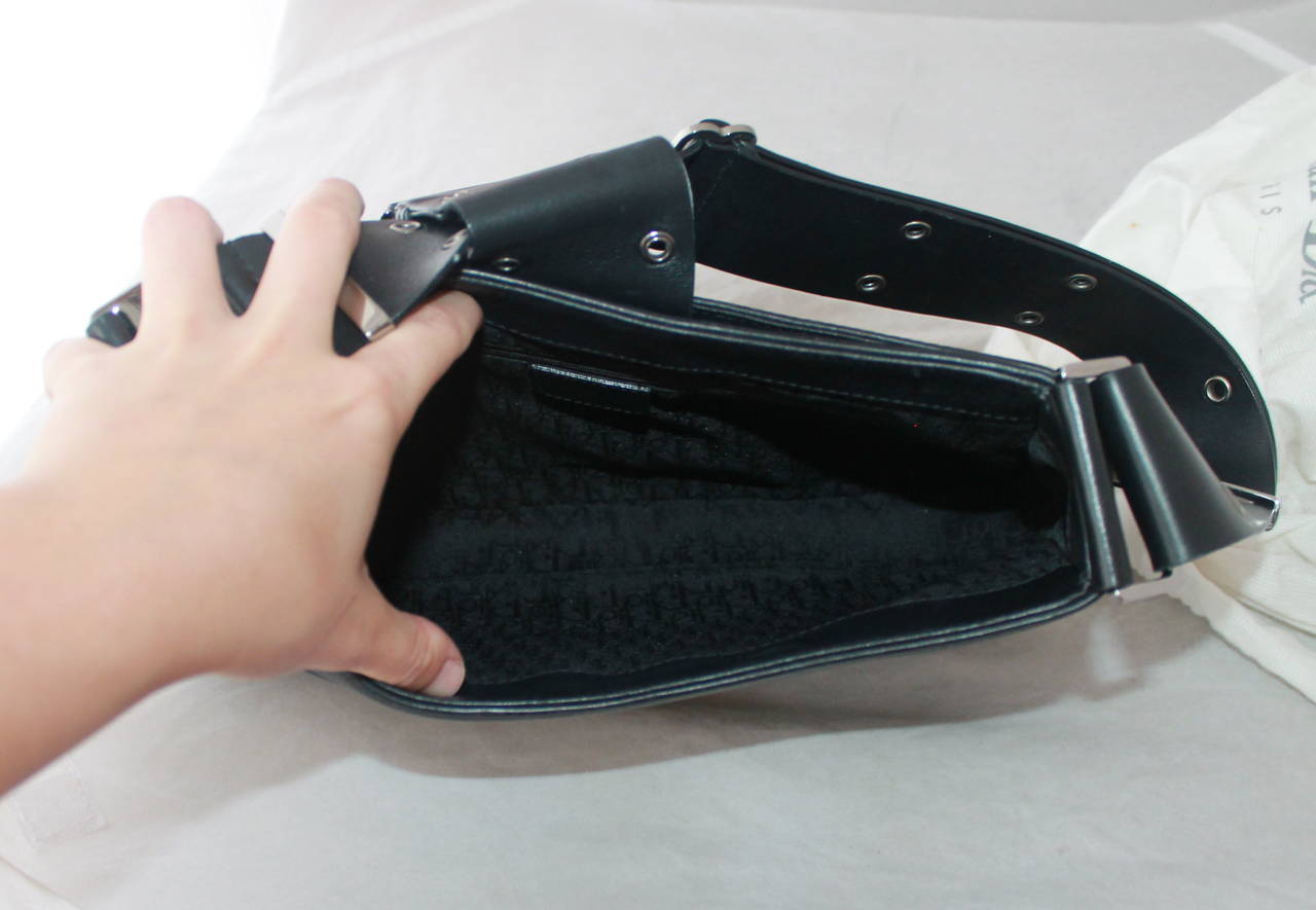 Christian Dior Black Leather Street Chic Reporter Handbag SHW 1