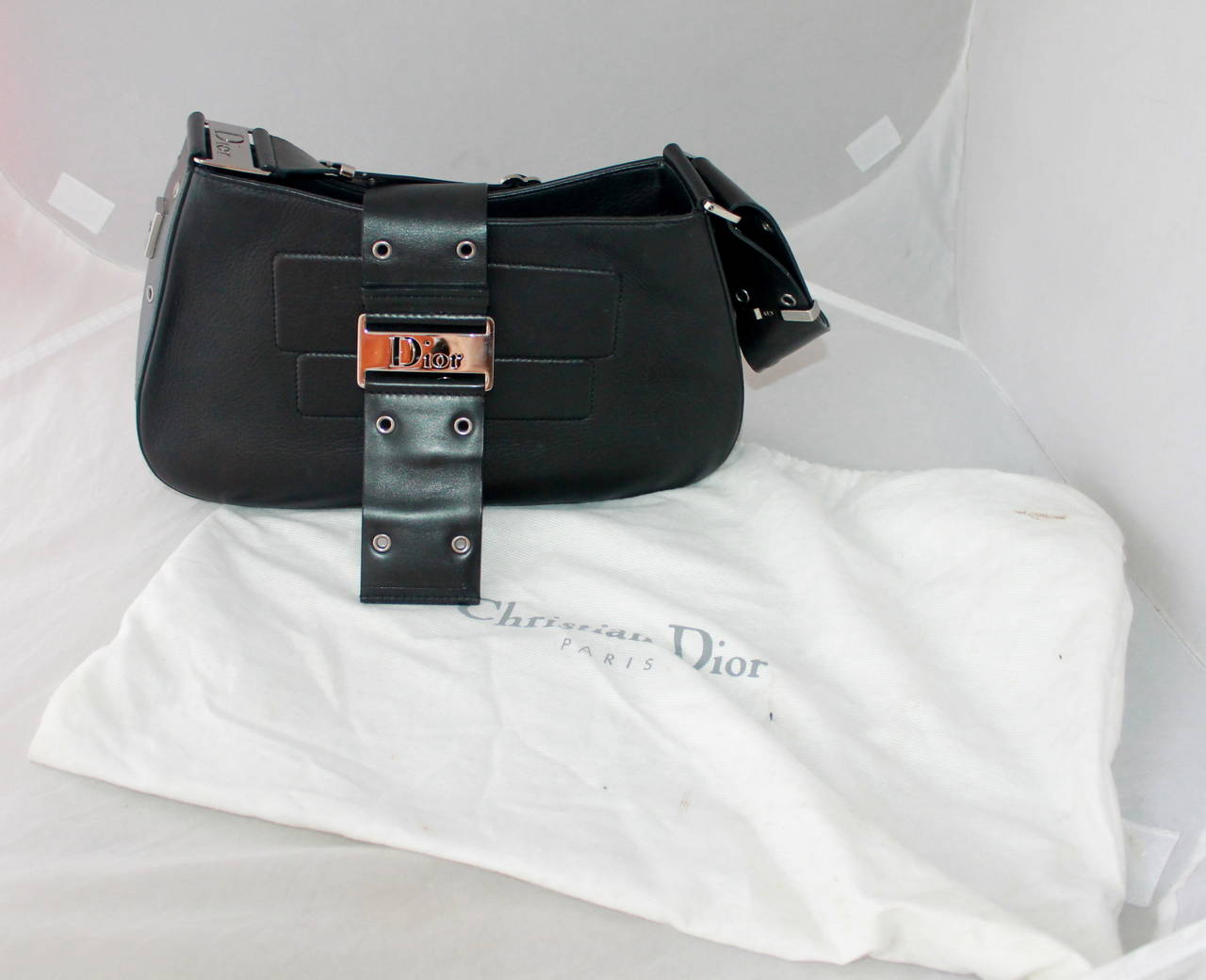Christian Dior Black Leather Street Chic Reporter Handbag SHW 2