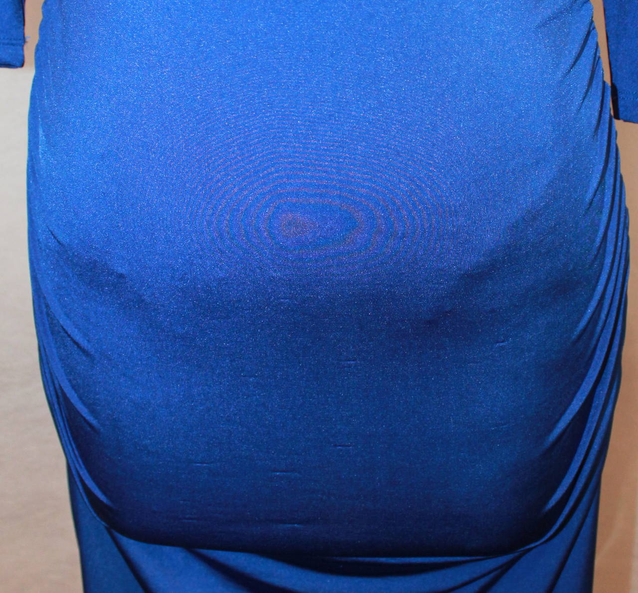  Robe à manches 3/4 froncées en jersey bleu royal Roberto Cavalli, Taille S, Neuve avec étiquette Pour femmes 