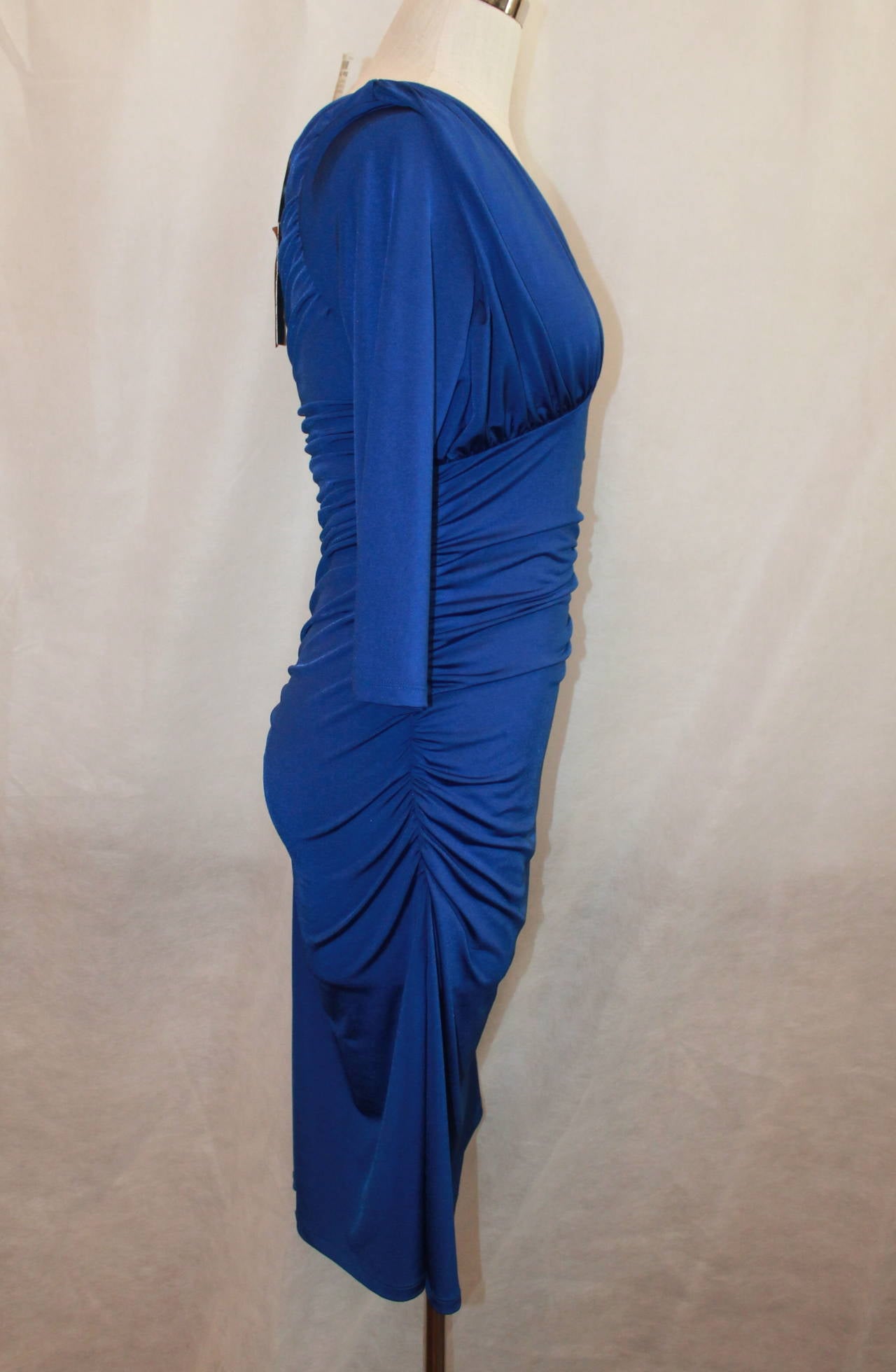 royal blue 3/4 sleeve dress