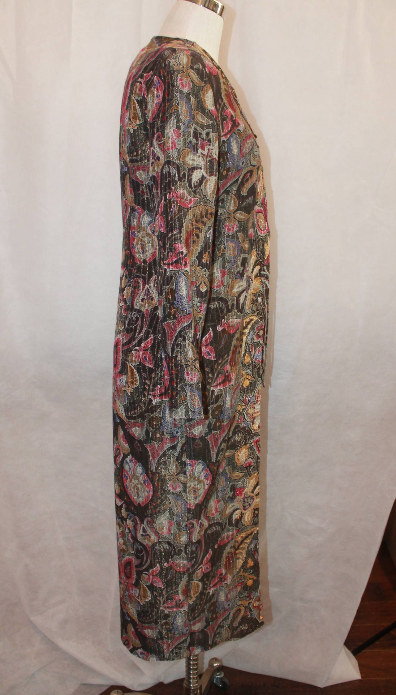 Armani 1990's Vintage Multi-Color Brocade Paisley Embroidered Coat - 40 In Excellent Condition In West Palm Beach, FL
