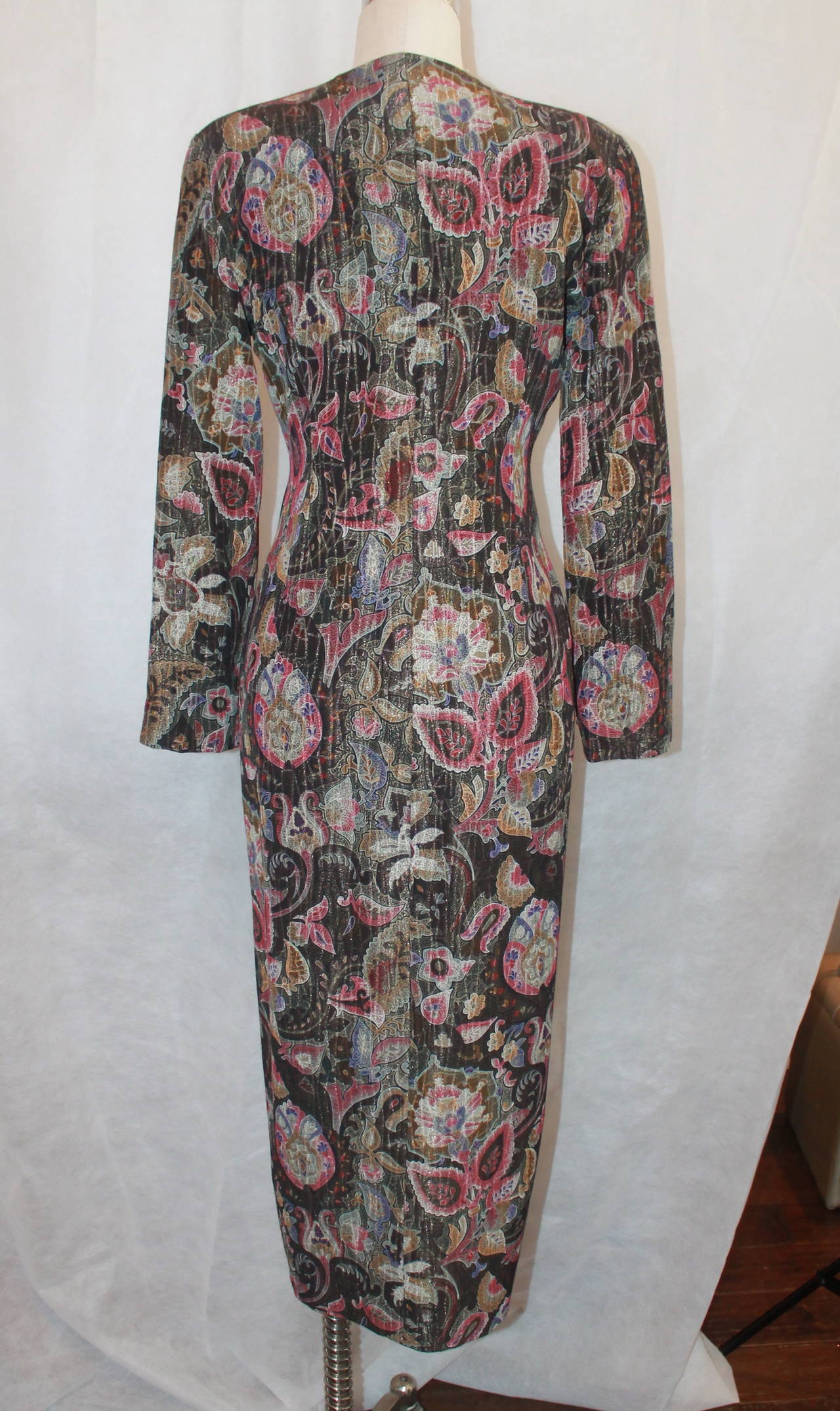 Women's Armani 1990's Vintage Multi-Color Brocade Paisley Embroidered Coat - 40