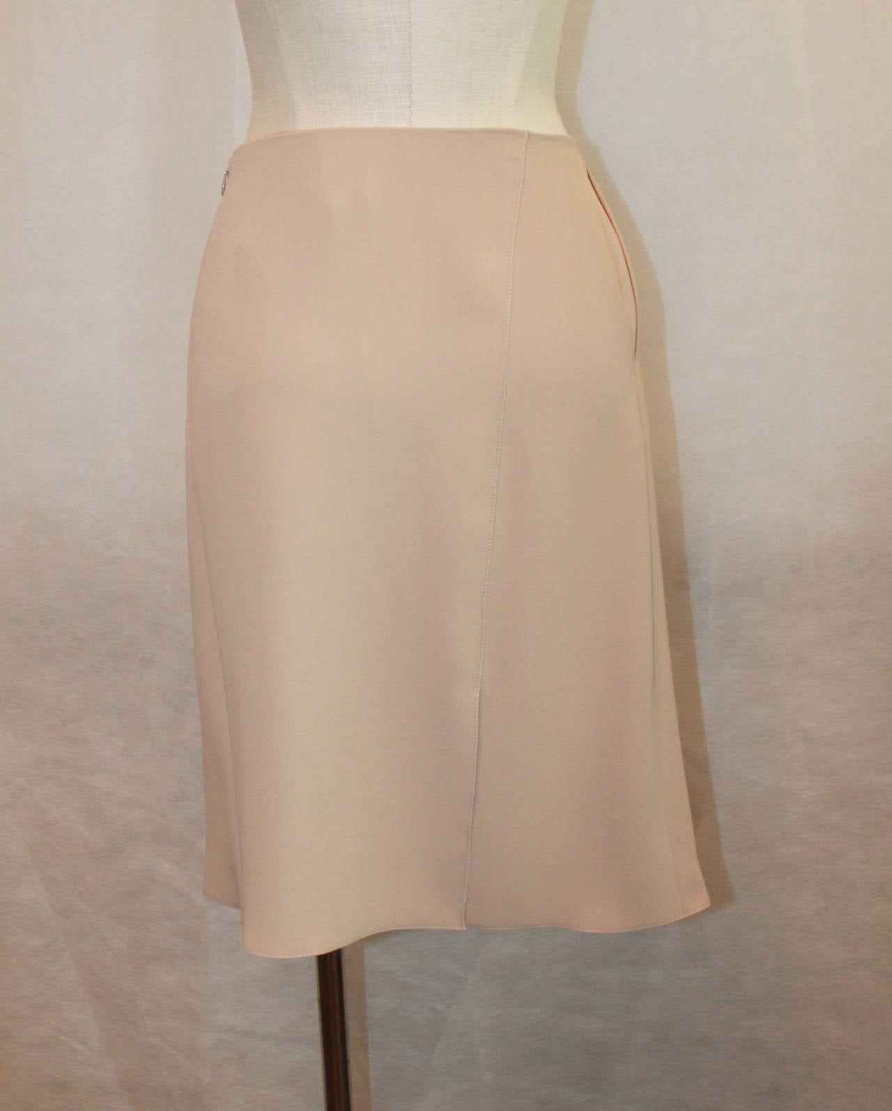 Women's Chanel 2000 Brown Silk Skirt with Front & Back Slit - 38