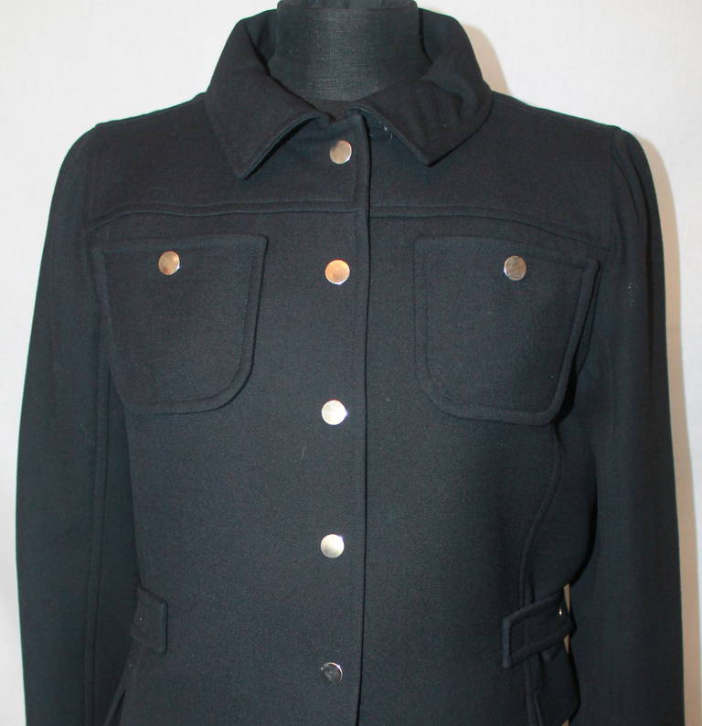 Courreges Black Wool Collared Jacket - 38 at 1stdibs