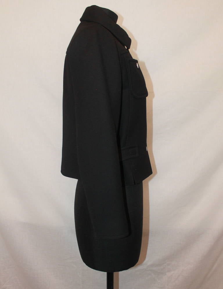 Courreges Black Wool Collared Jacket - 38 In Excellent Condition In West Palm Beach, FL