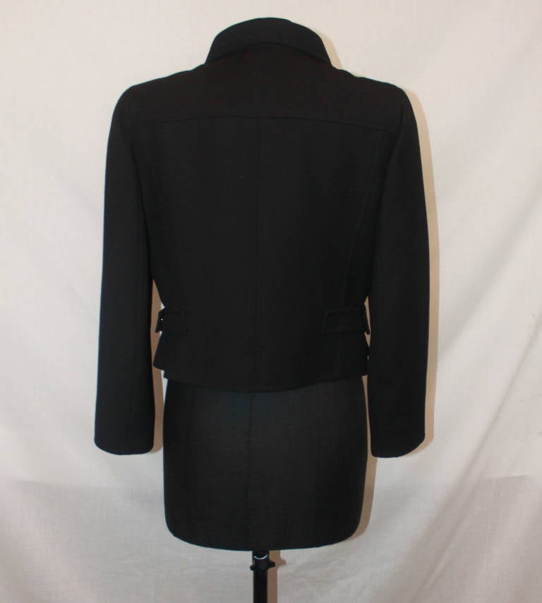 Women's Courreges Black Wool Collared Jacket - 38
