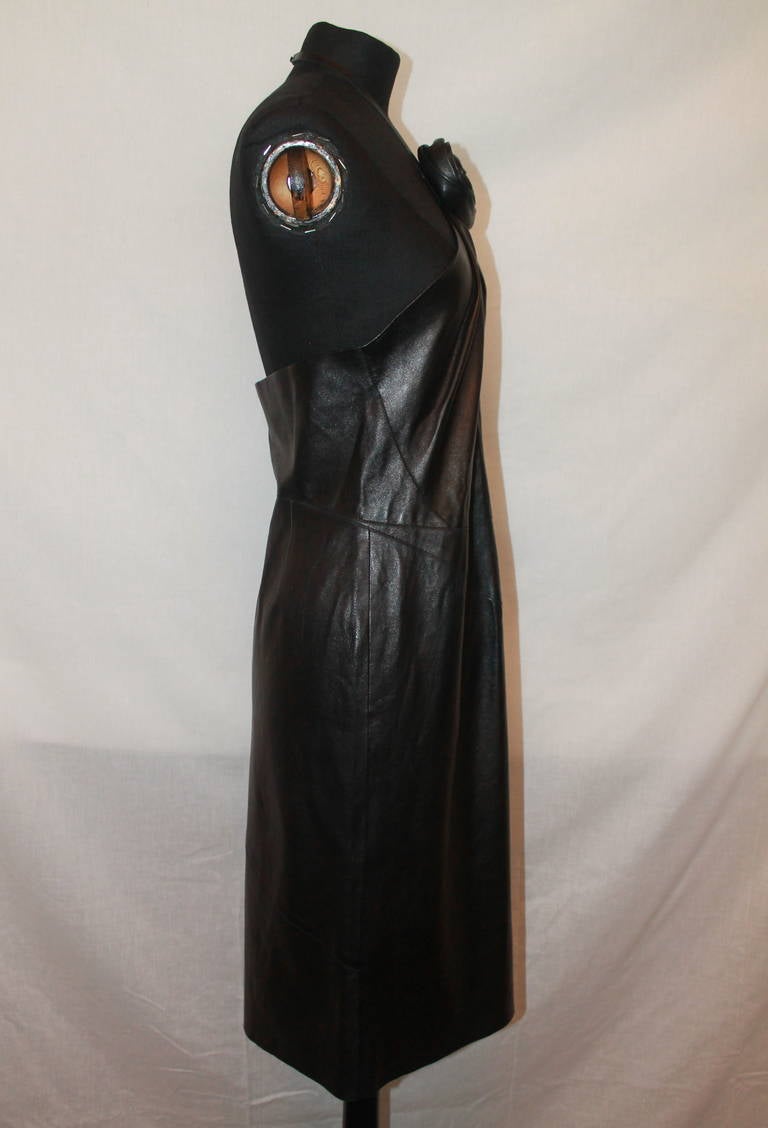 Gucci Black Leather Halter Dress - S