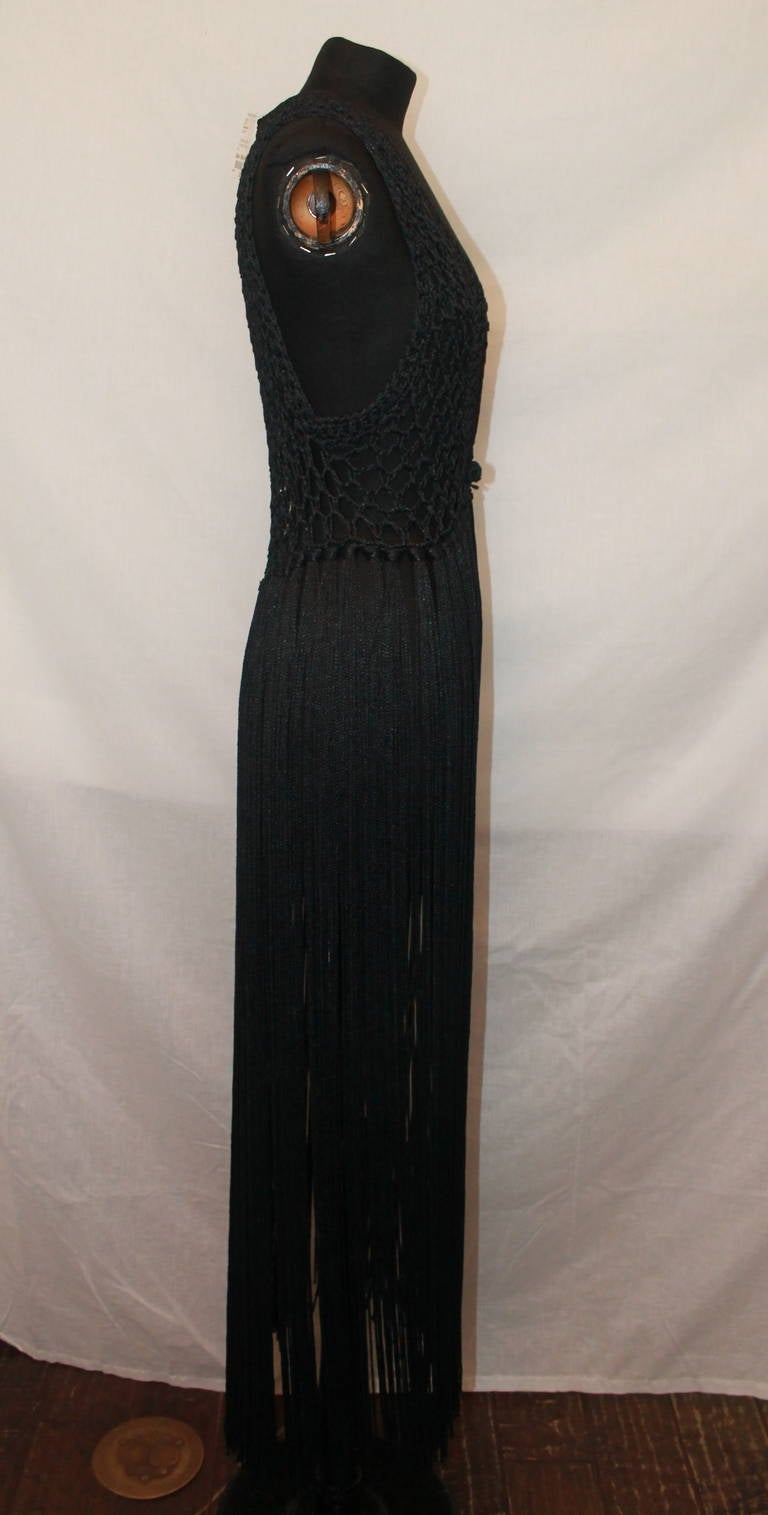 Unknown Long Black Fringe Vest - M