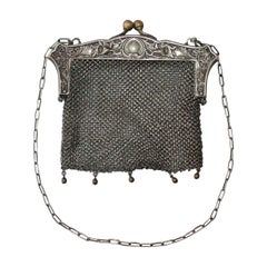 Antike viktorianische JWR Co. Deutsche Silber Kettenhemd-Tasche