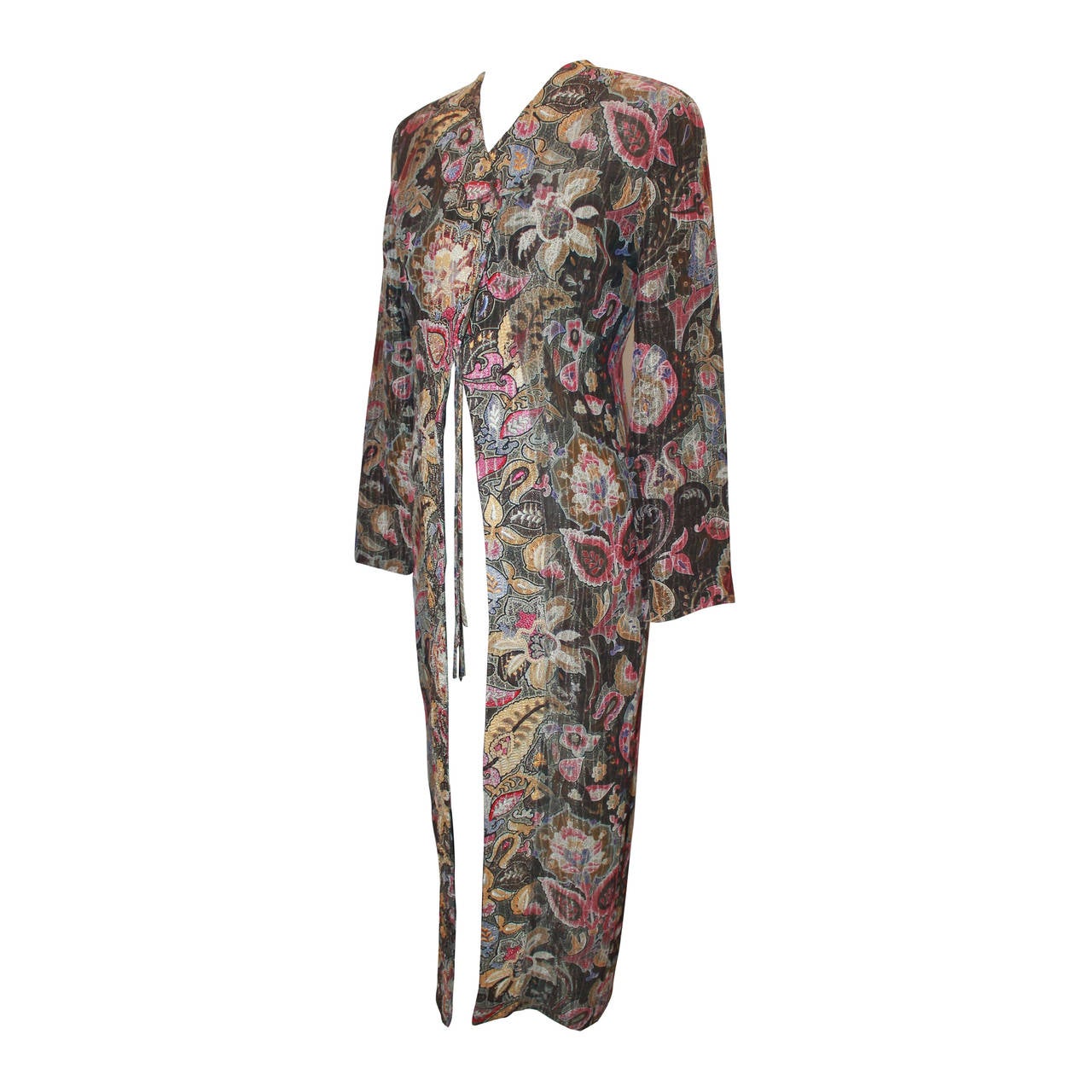 Armani 1990's Vintage Multi-Color Brocade Paisley Embroidered Coat - 40