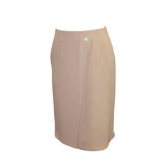 Chanel 2000 Brown Silk Skirt with Front & Back Slit - 38