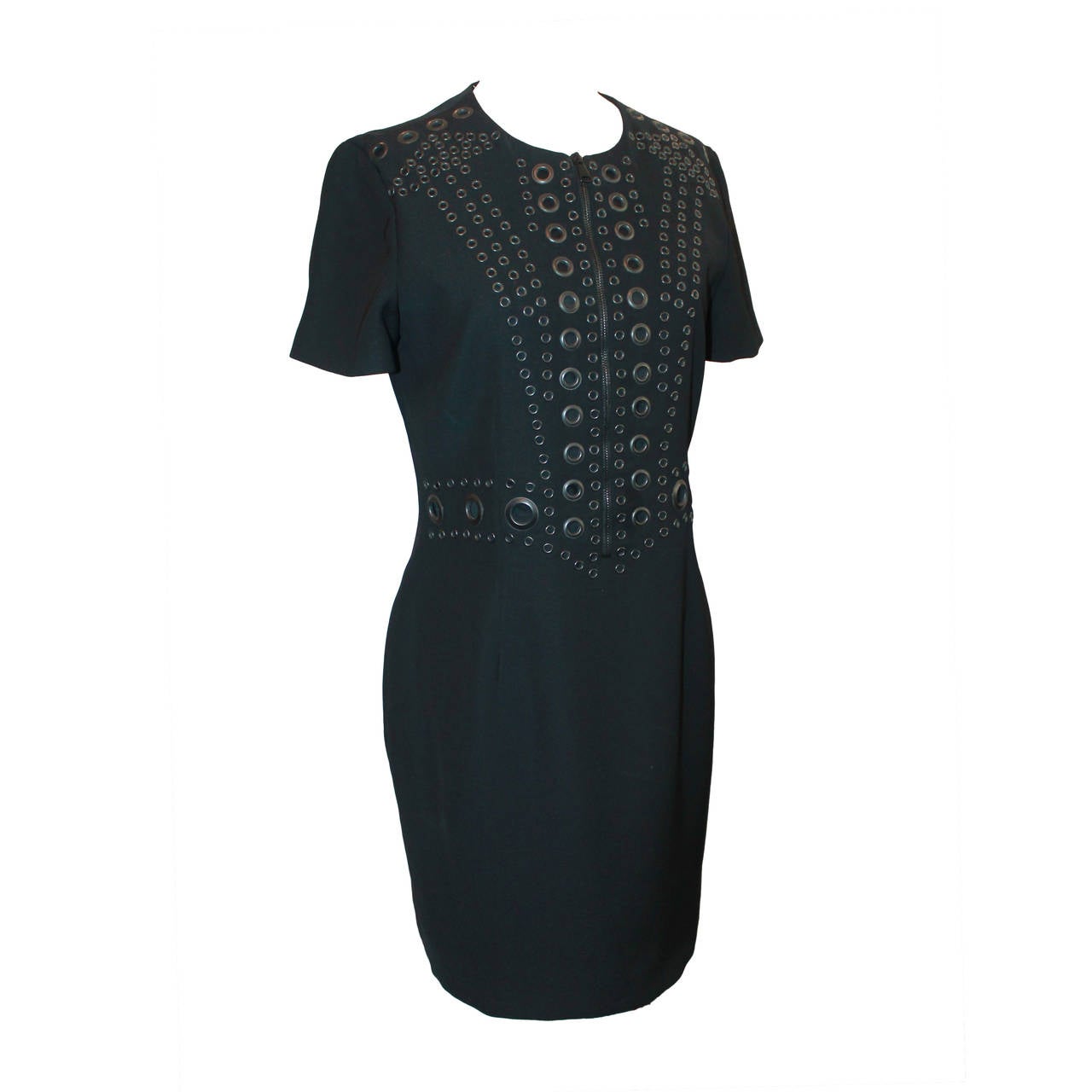 Givenchy Black Tapered Metal Eyelet Dress - 44 For Sale at 1stDibs