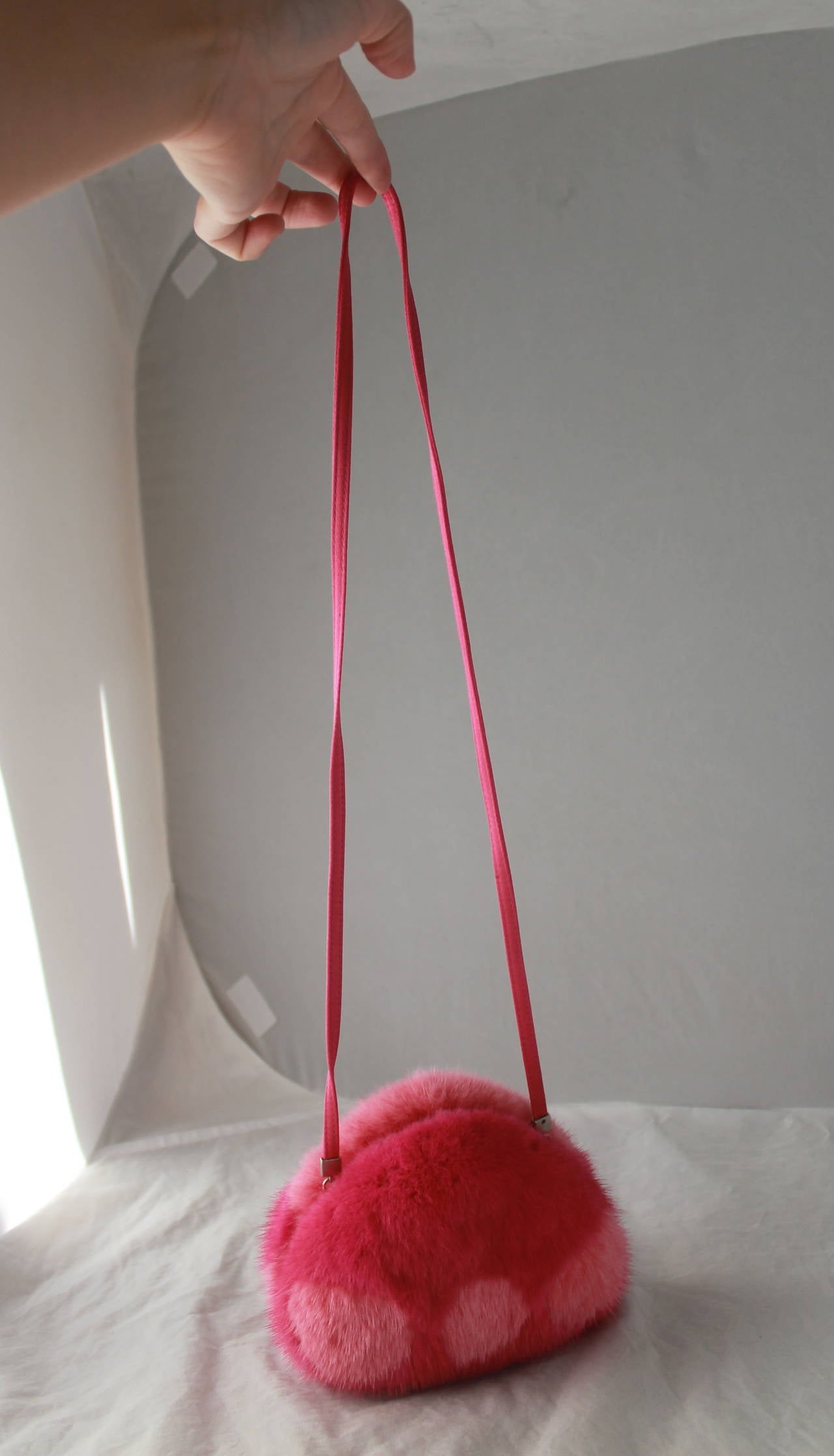 Women's Escada Exotics Fuschia & Pink Polka-Dot Mink Handbag