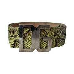 Dolce & Gabbana Green Snake Belt with "DG" Logo Buckle - 32 11