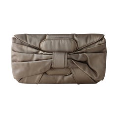 Valentino Taupe Silk Bow Clutch and Wristlet