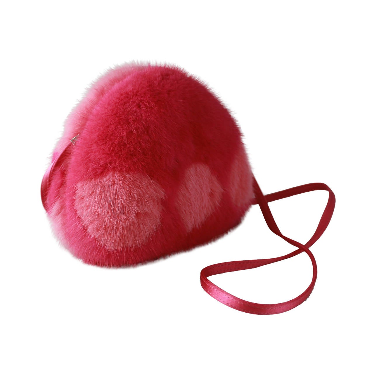 Escada Exotics Fuschia & Pink Polka-Dot Mink Handbag