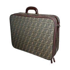 Fendi Monogram Printed Suitcase with Leather Handle & Trim 6