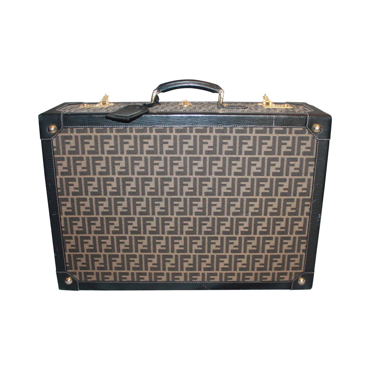 Fendi Monogram Print & Epi Leather Trim Hard Suitcase - GHW