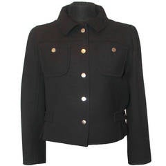 Courreges Black Wool Collared Jacket - 38