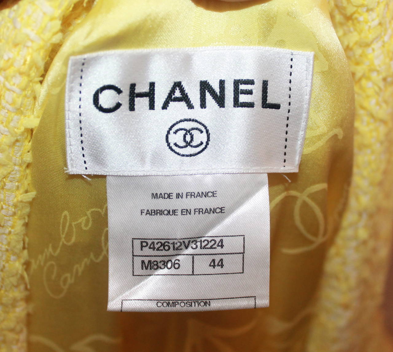 Women's Chanel Yellow Tweed Sleeveless Coat Dress with Snake Belt - 44
