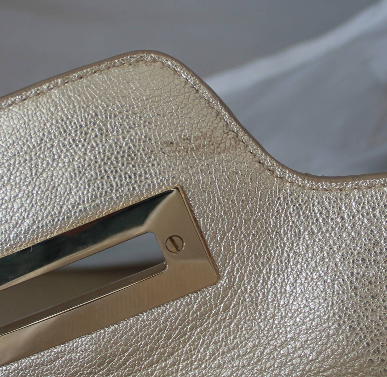 Salvatore Ferragamo Gold Metallic Leather Shoulder Bag GHW 3