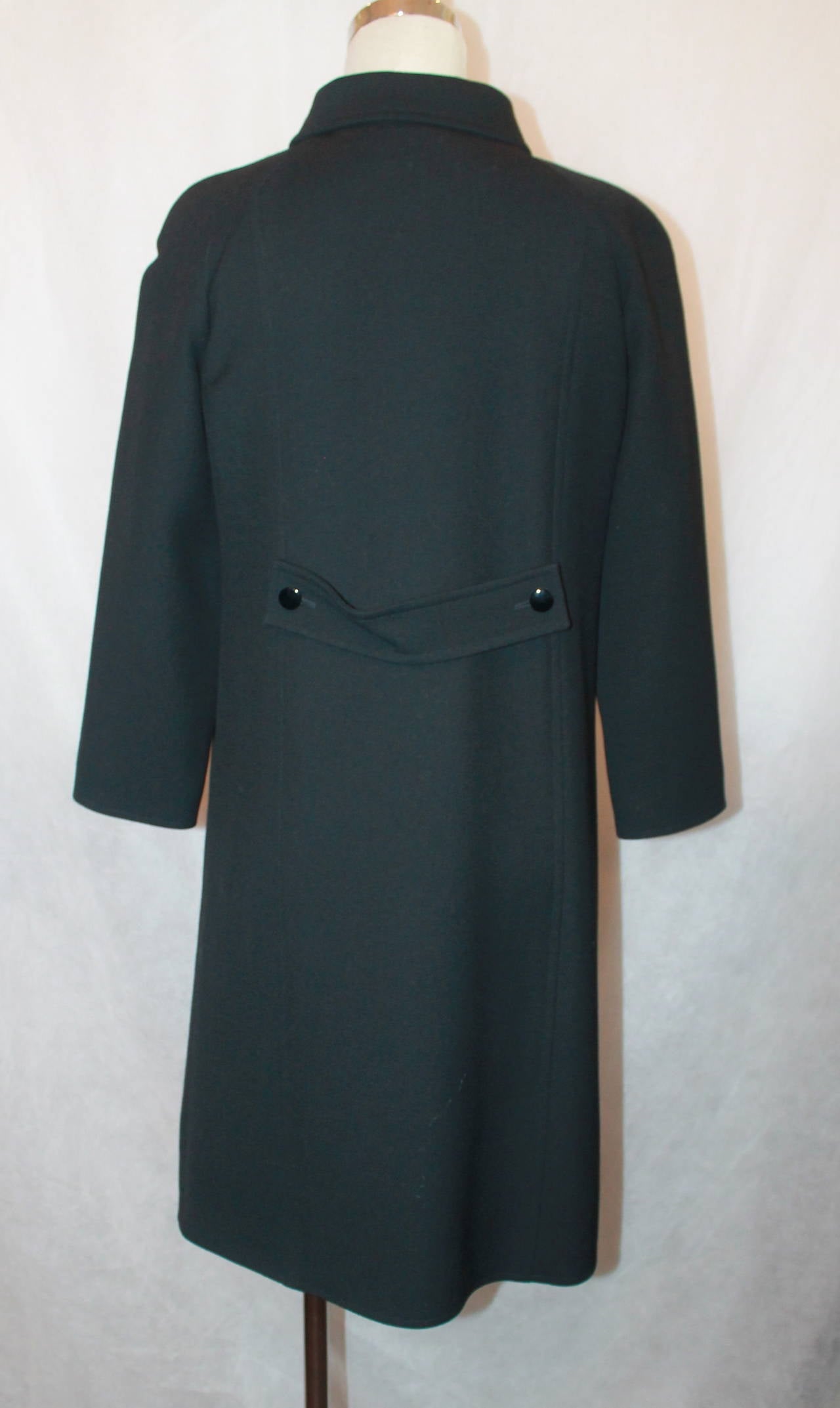 Women's Courreges Black Wool Coat with Front Zip - 38