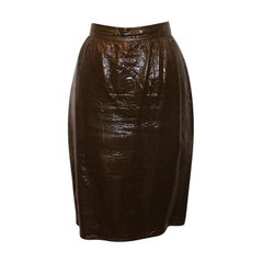 Emanuel Ungaro Vintage Olive Patent Skirt - 10-Circa 70's