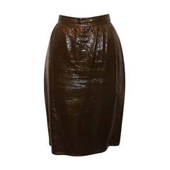 Emanuel Ungaro Vintage Olive Patent Skirt - 10 12