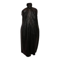 Gucci Black Leather Halter Dress - S