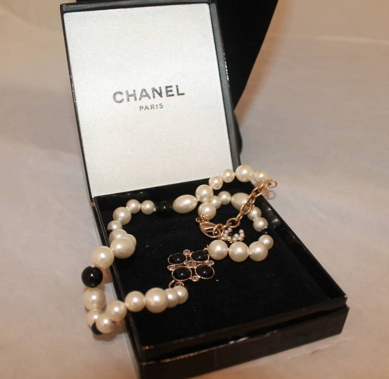 Chanel Black and White Pearl Necklace - circa 2008 at 1stdibs