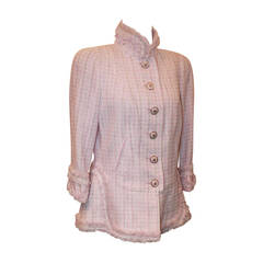 Chanel 2013 Light Pink & White Tweed Jacket with Fringe Detail - 44 - NWT