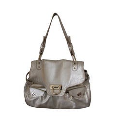 Salvatore Ferragamo Gold Metallic Leather Shoulder Bag GHW 4