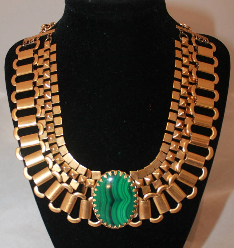 Ela Stone Malachite Gold Necklace