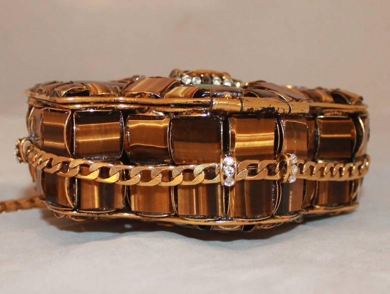 Women's Iradj Moini Tiger's Eye & Malachite Gold Evening Bag - circa 1998