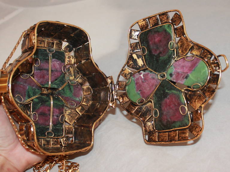 Iradj Moini Tiger's Eye & Malachite Gold Evening Bag - circa 1998 1