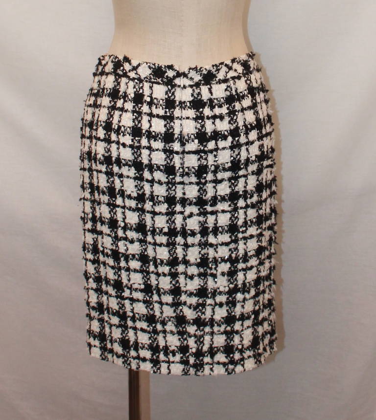 chanel black and white skirt