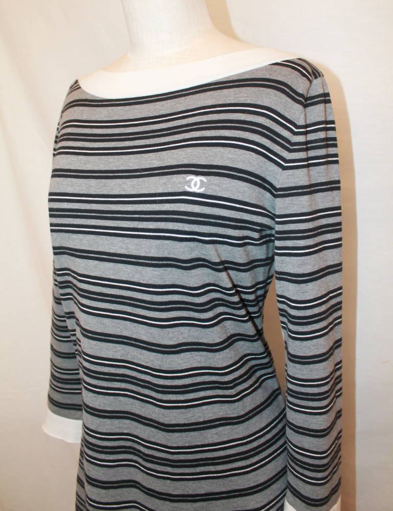 black and grey striped dress