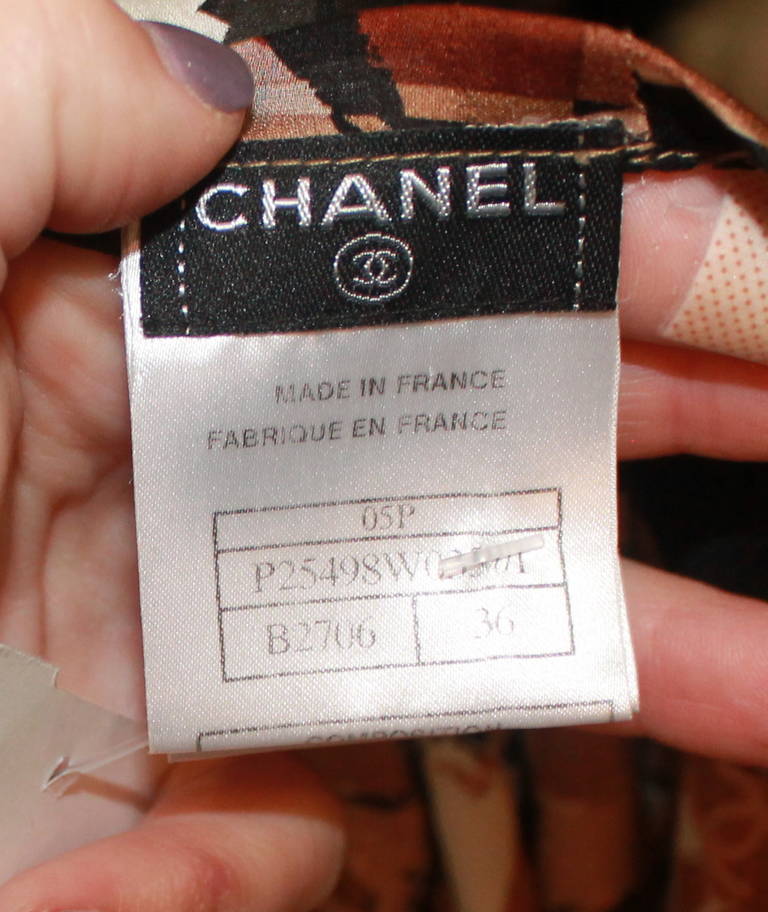 Chanel Earthtoned Printed Silk Skirt - 36 1