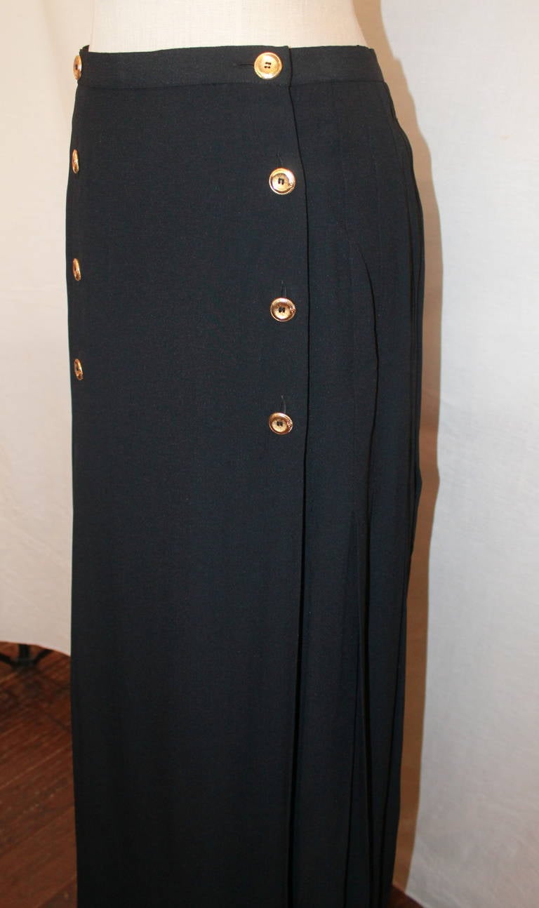 Women's Chanel Black Long Sailor Style Skirt - 36