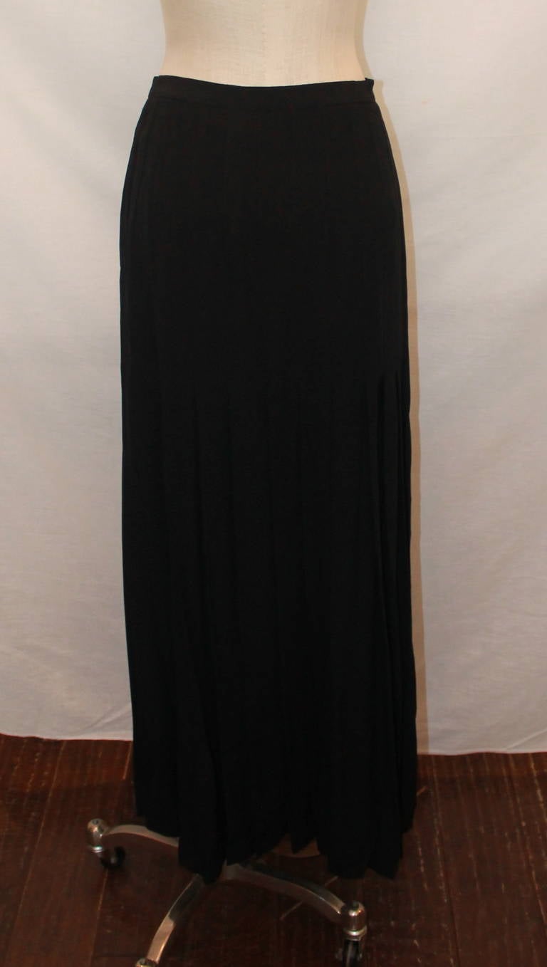 Chanel Black Long Sailor Style Skirt - 36 In Excellent Condition In West Palm Beach, FL
