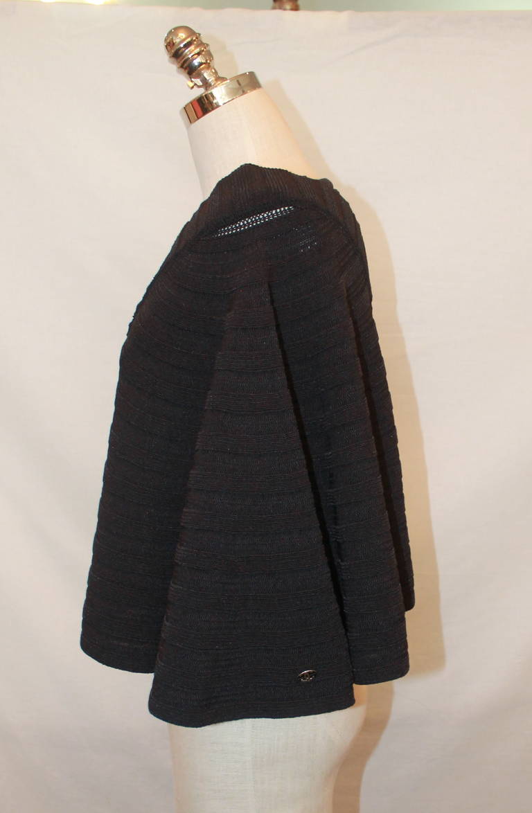Women's Chanel Black Asymmetrical Ribbed Poncho - 40