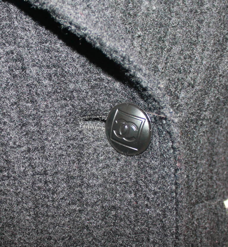 Chanel Black & White Wool Pea Coat - 36 1