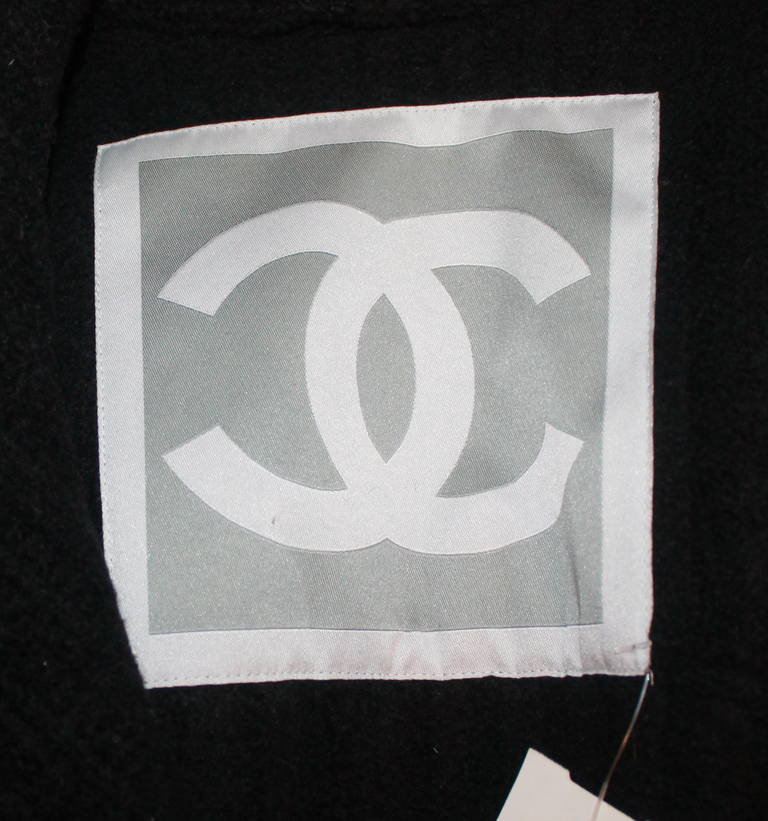 Chanel Black & White Wool Pea Coat - 36 2